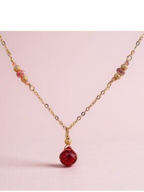 Pretty Pink Tourmaline and Rose Gold Filled Necklace, October Birthstone